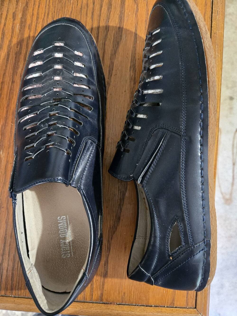Stacy Adams Navy Leather Woven Slip-On Loafers